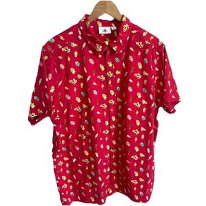 Disney Parks Authentic Aloha Hawaiian Button Shirt Mens XL Disneyland Tiki Dole
